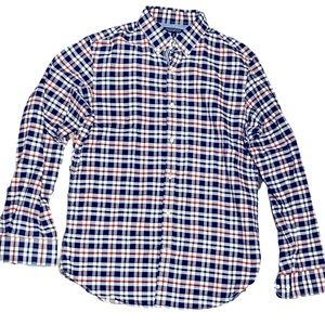 Banana Republic Men’s Slim Dress Shirt. Red, white and blue plaid. Sz. Medium